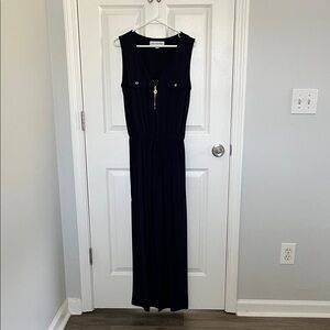 Emma & Michele Elegant Navy  Blue Jumpsuit With Gold Detail Size Medium